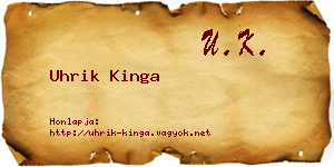 Uhrik Kinga névjegykártya